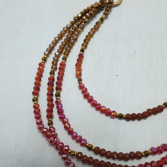 Ali Khan 4 row garnet glass beads with gold chain layered necklace - Picture 4 of 8